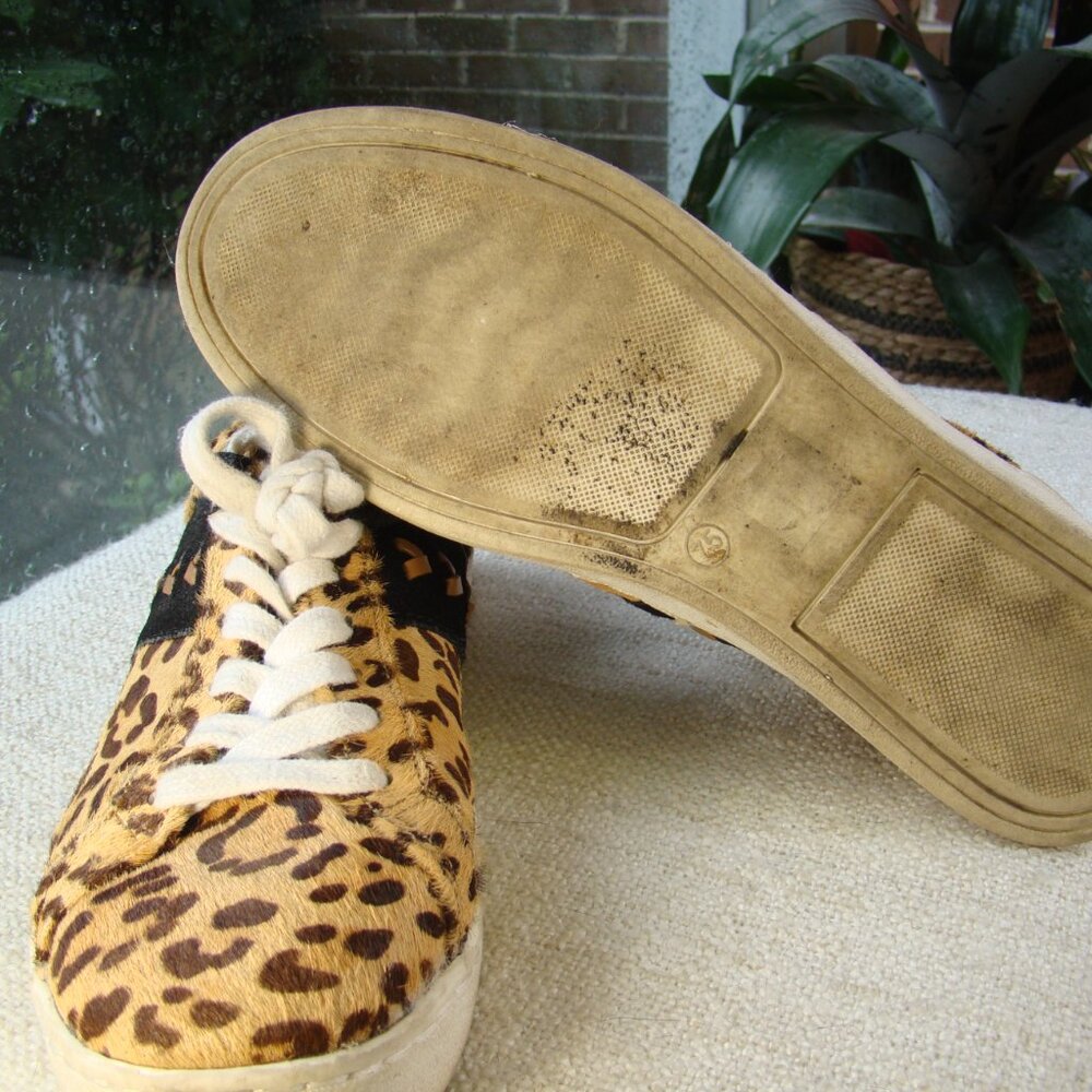 Jack Rogers Ainsley Leopard Calf-hair low top lace-up Sneaker Size 7.5 - Picture 7 of 9